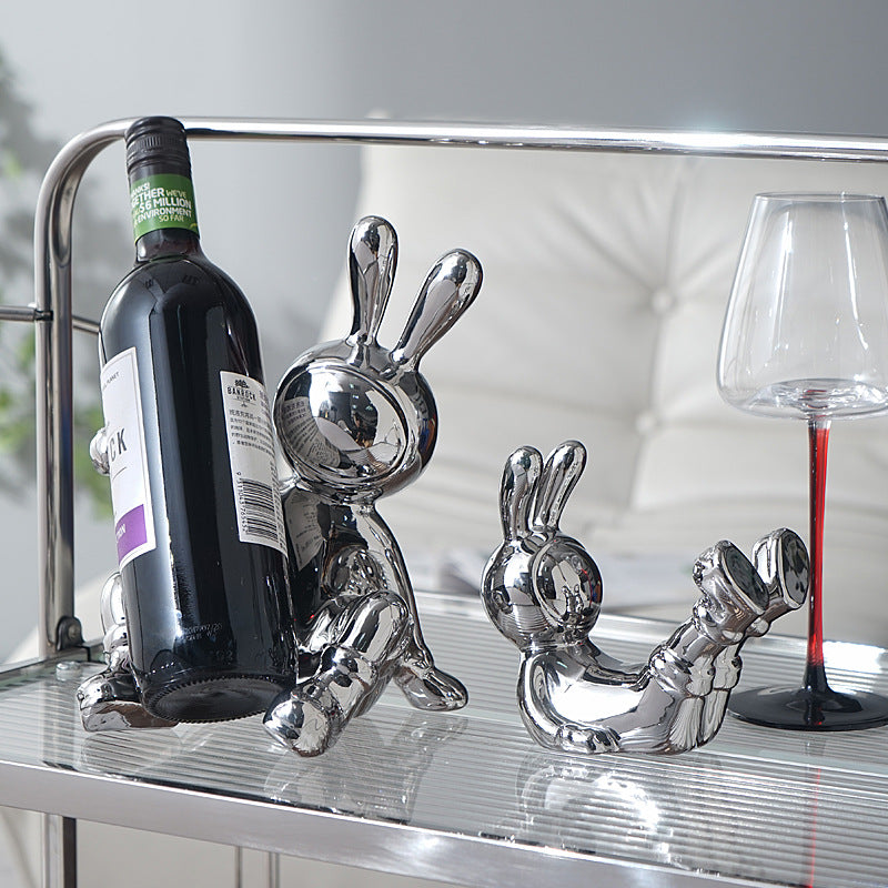 Light Luxury High-End Rabbit Wine Rack, Wine Cabinet Decoration, Home Living Room, Dining Cabinet Decoration, Handicrafts