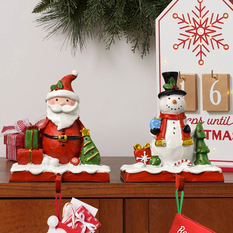 Santa Claus Sock Hanger Decoration Home Living Room Fireplace Christmas Snowman Hook Decoration