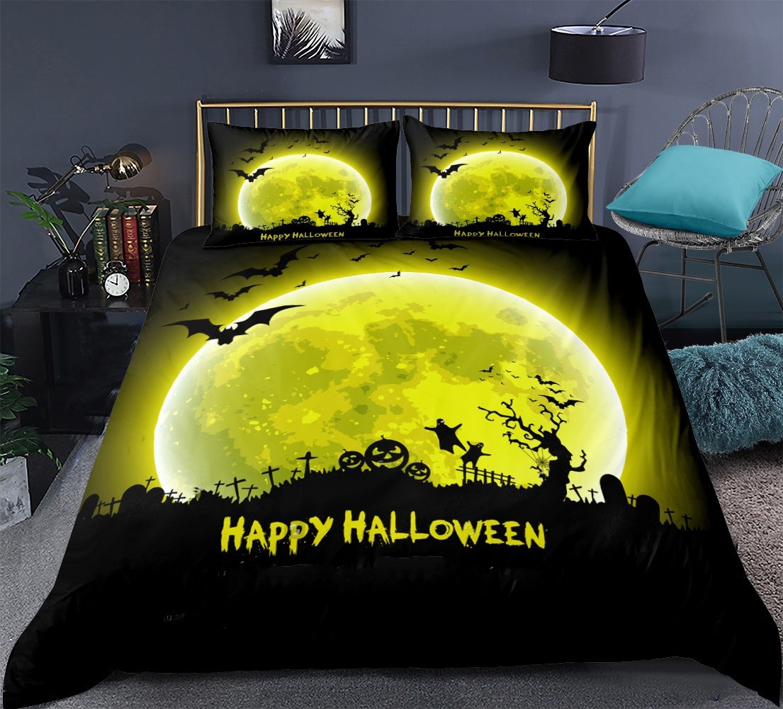 Halloween pattern home textile bed sheet quilt cover pillowcase three or four piece set