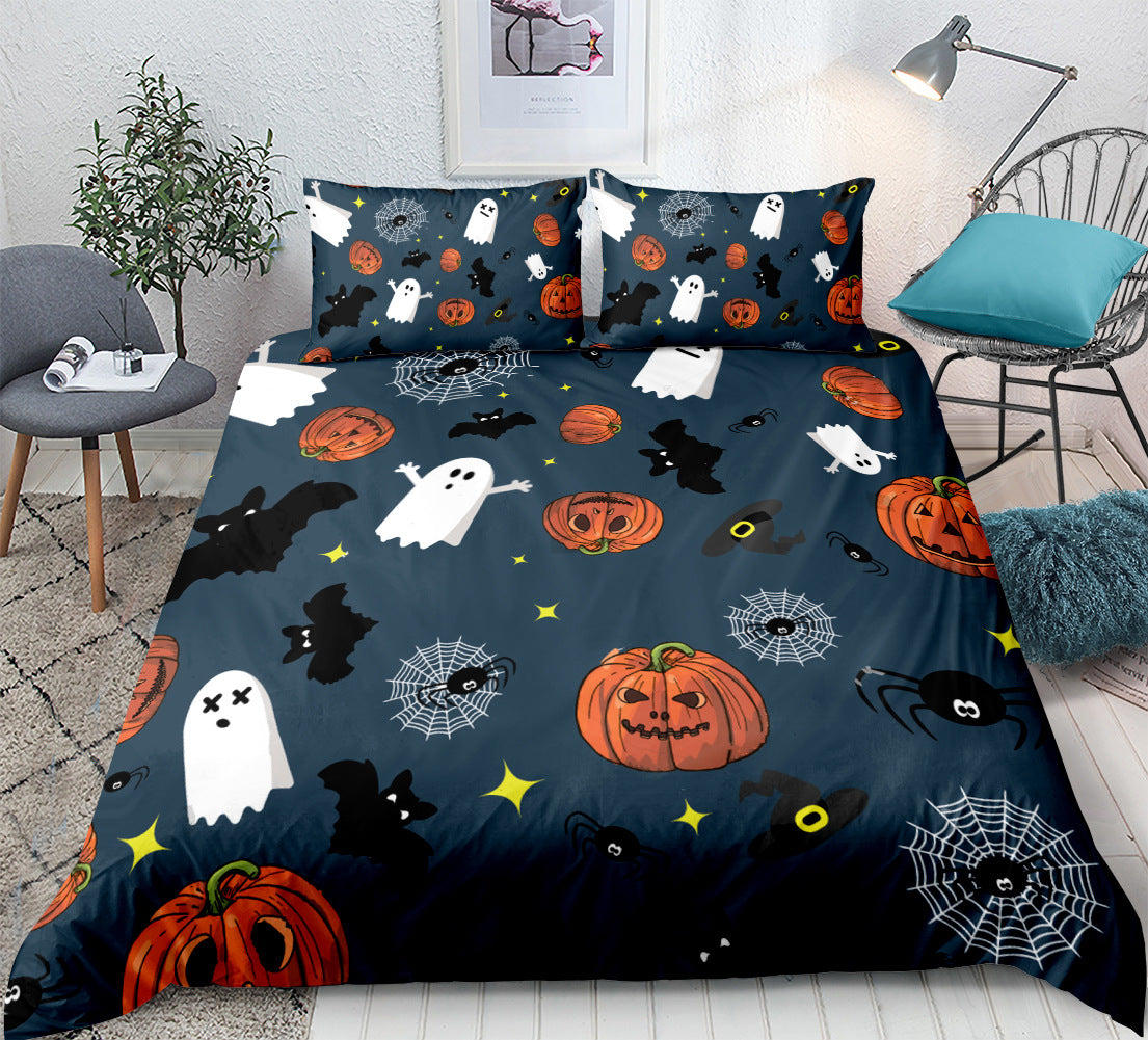 Halloween pattern home textile bed sheet quilt cover pillowcase three or four piece set