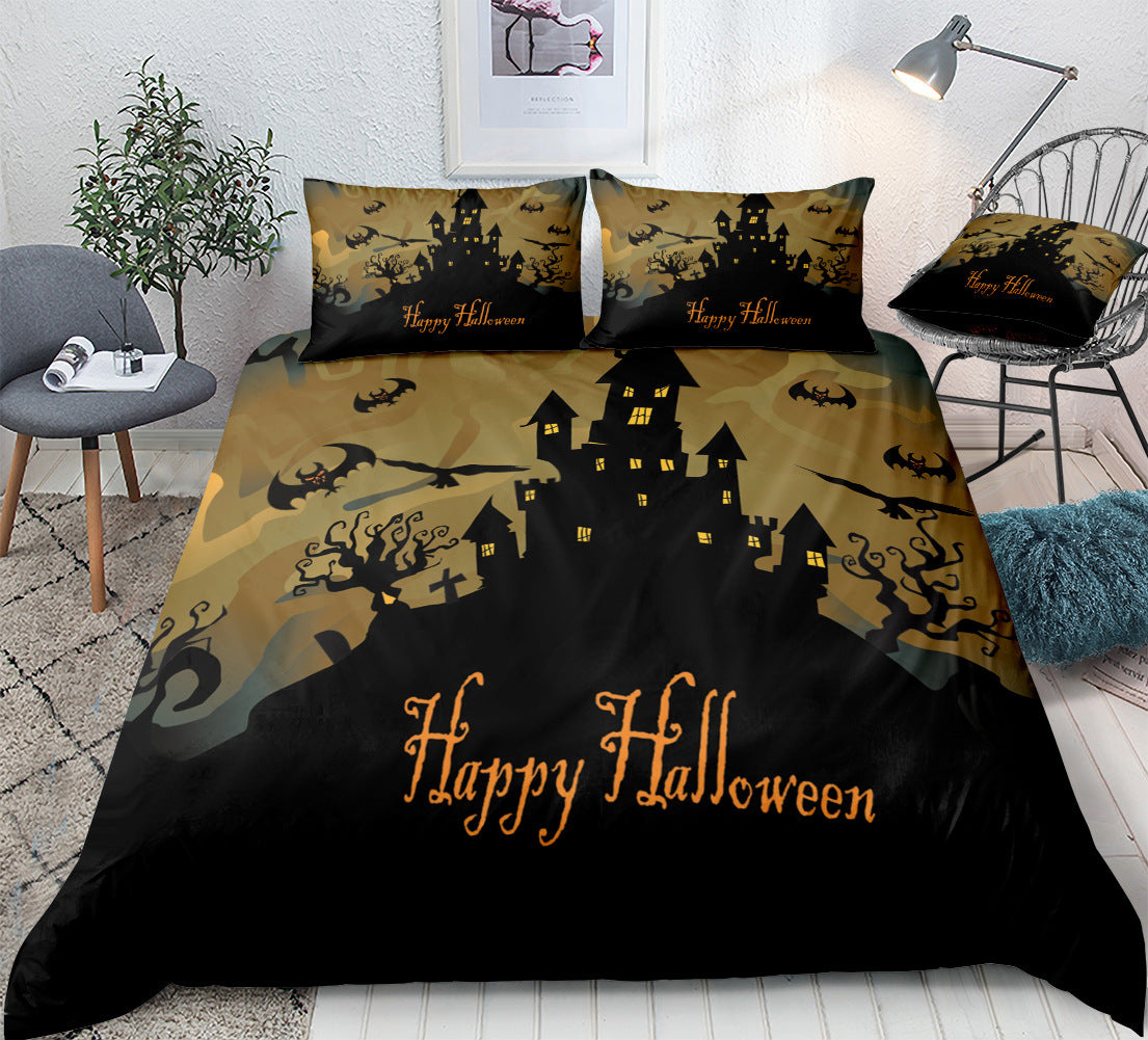 Halloween pattern home textile bed sheet quilt cover pillowcase three or four piece set