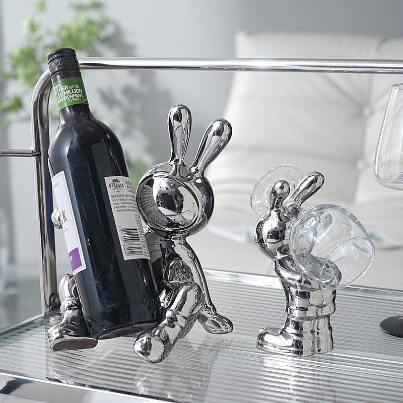 Light Luxury High-End Rabbit Wine Rack, Wine Cabinet Decoration, Home Living Room, Dining Cabinet Decoration, Handicrafts