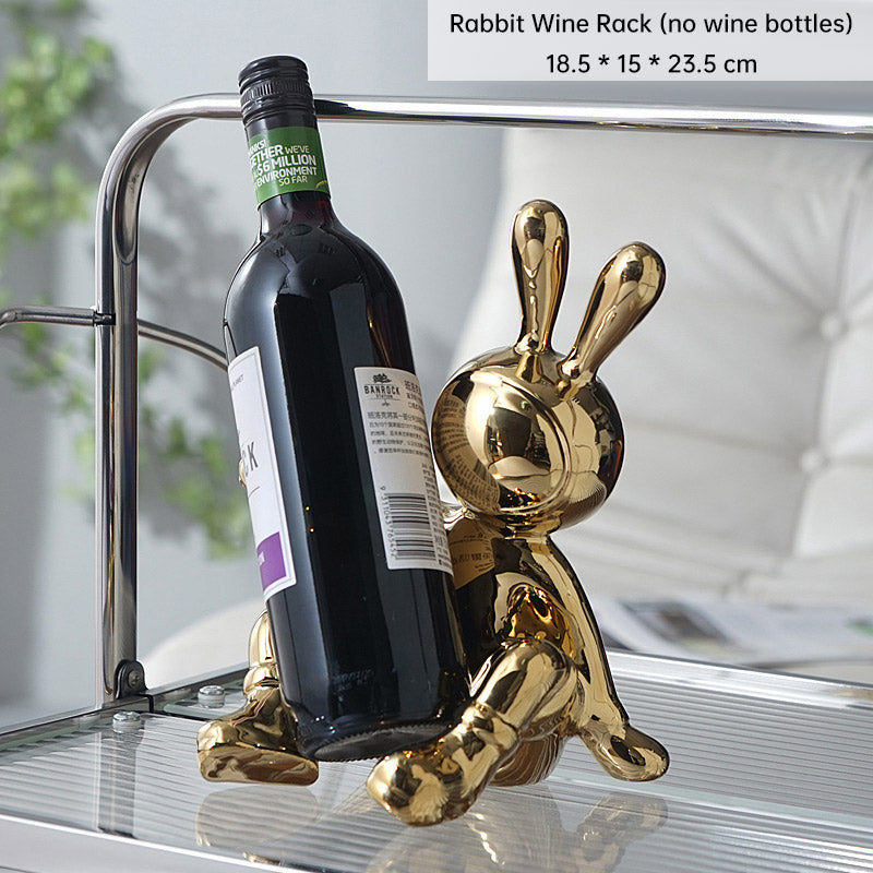 Light Luxury High-End Rabbit Wine Rack, Wine Cabinet Decoration, Home Living Room, Dining Cabinet Decoration, Handicrafts