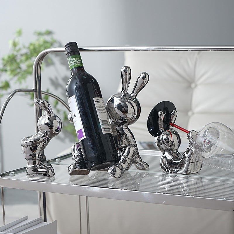 Light Luxury High-End Rabbit Wine Rack, Wine Cabinet Decoration, Home Living Room, Dining Cabinet Decoration, Handicrafts