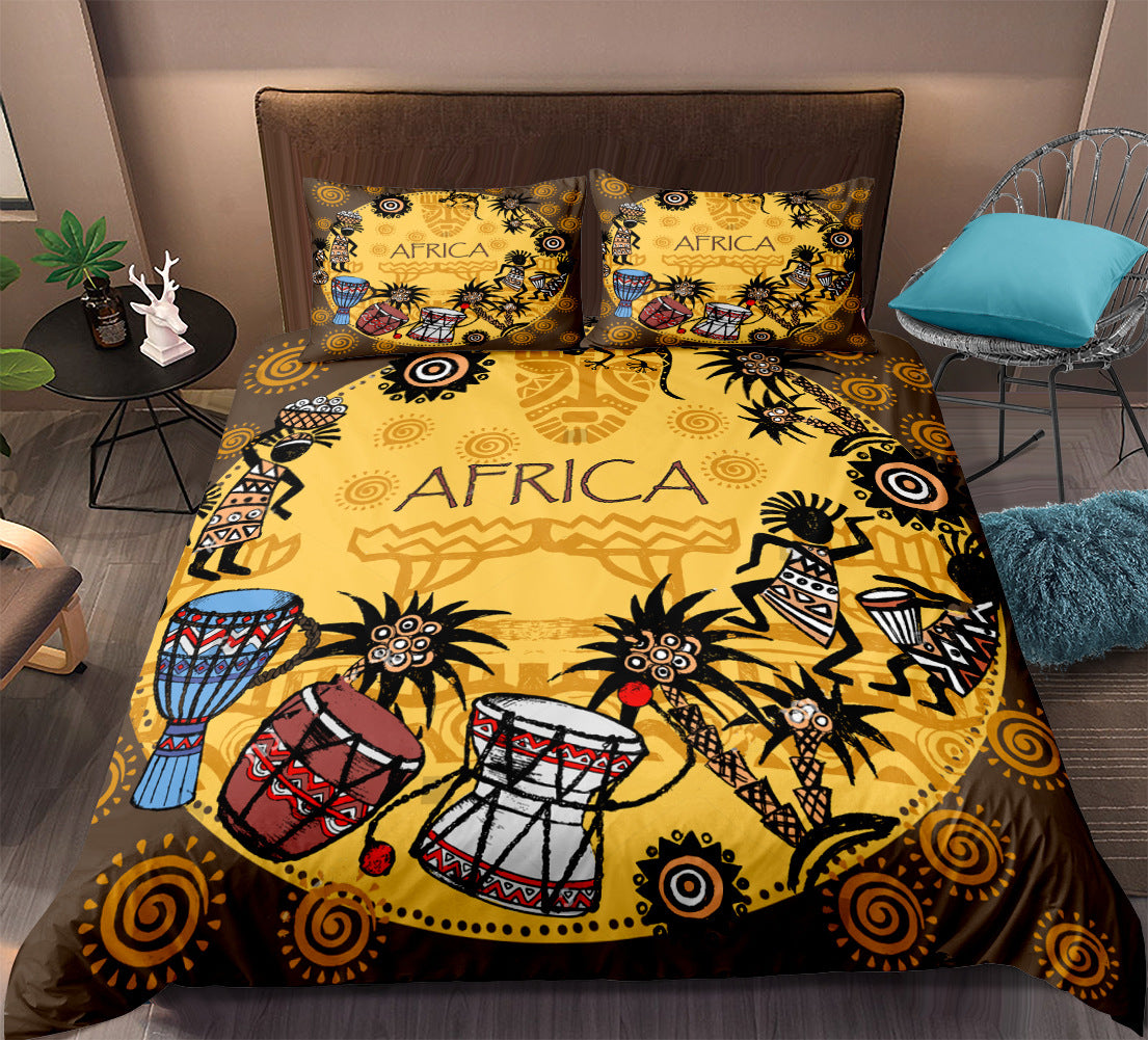 African home textile ethnic style bed sheet quilt cover pillowcase three or four piece set